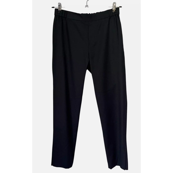 NEW Nili Lotan 8 Chelsea 100% Virgin Wool Elastic Waist Pants Crop Pull On Black - Picture 2 of 12